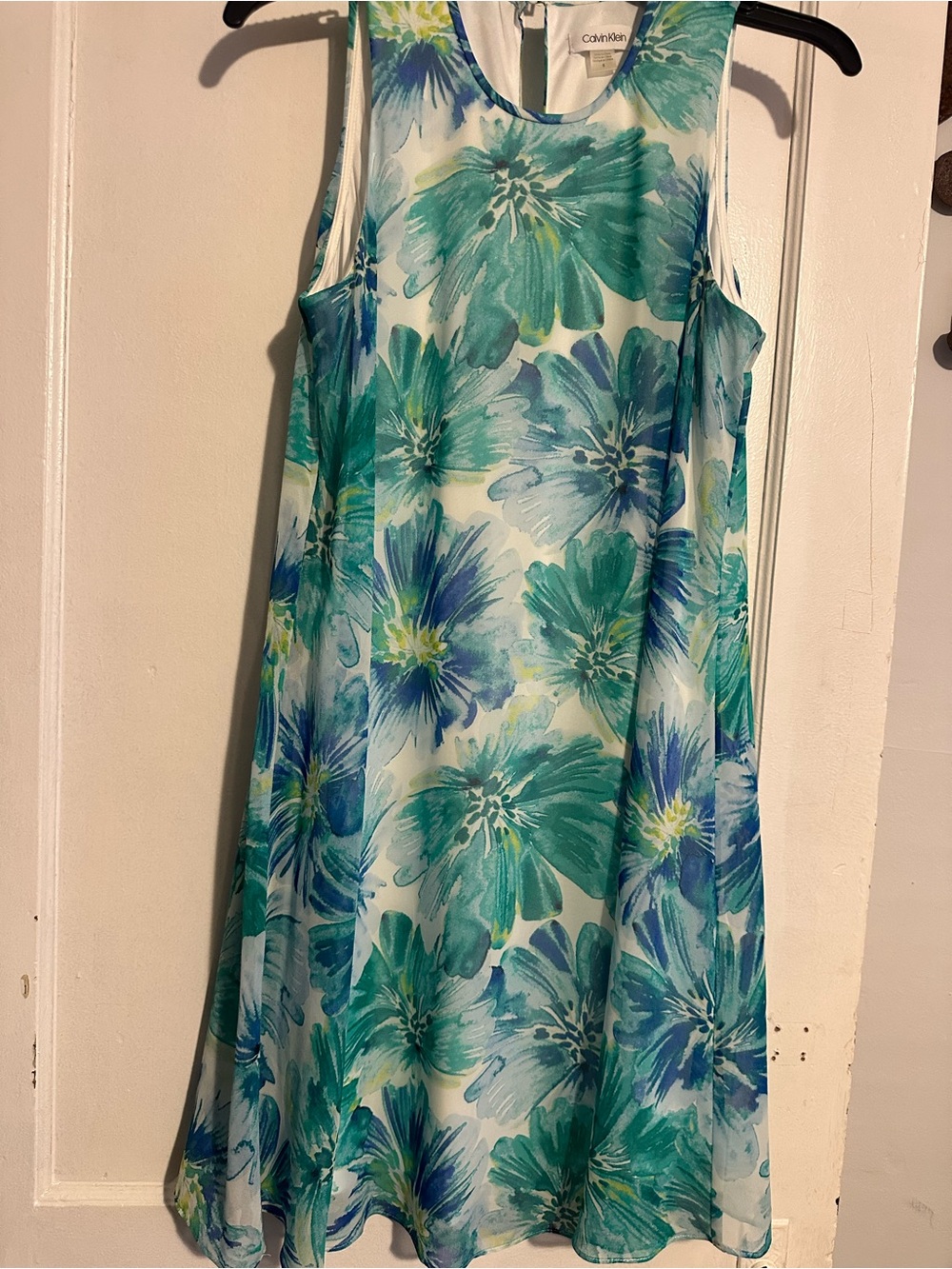 Calvin Klein Teal & Blue Floral Sleeveless Dress